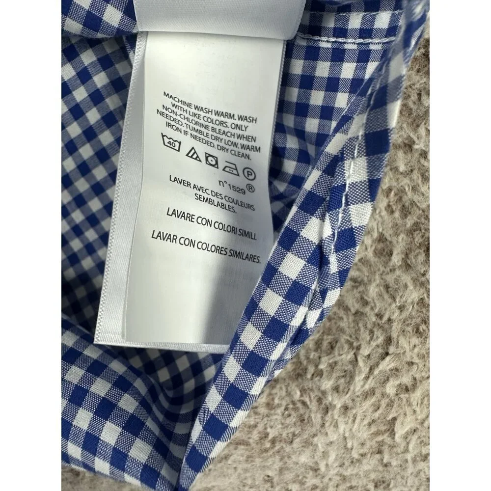 Polo Ralph Lauren Boy's M 10-12 Blue Gingham Check Button Down Shirt Long Sleeve